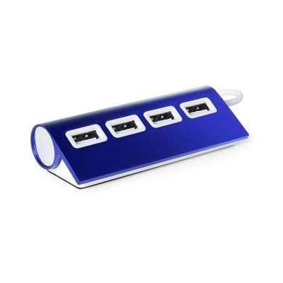 Conector de aluminio con 4 puertos USB Azul