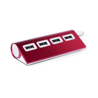 Conector de aluminio con 4 puertos USB Rojo