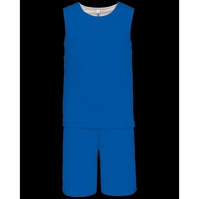 Conjunto baloncesto reversible niños camiseta y shorts Azul 6/8 ans