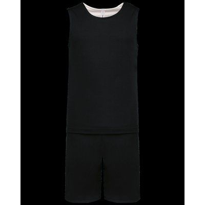 Conjunto baloncesto reversible niños camiseta y shorts Black / White 8/10 ans
