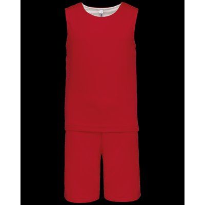 Conjunto baloncesto reversible niños camiseta y shorts Rojo 12/14 ans
