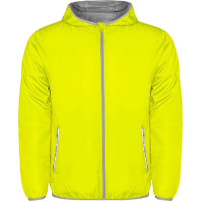 Cortavientos con Capucha y Bolsillo a la Espalda Amarillo Fluor 2XL