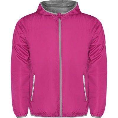 Cortavientos con Capucha y Bolsillo a la Espalda Rosa Fluor M