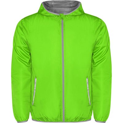 Cortavientos con Capucha y Bolsillo a la Espalda Verde Fluor L