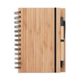 Cuaderno ecológico con tapas de bambú con bolígrafo a juego 13x18 cm Madera
