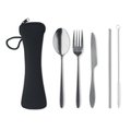 Cubiertos Reutilizables de Acero Inox. Negro