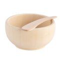 Cuenco y espátula de madera para cuidado facial Natural