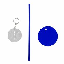 Cubrevasos con pajita y estuche llavero Azul