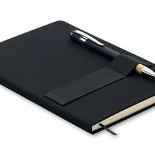 Cuaderno A5 con bolígrafo y soporte Negro