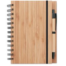 Cuaderno ecológico con tapas de bambú con bolígrafo a juego 13x18 cm Madera