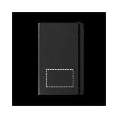 Cuaderno A5 con páginas rayadas y cierre elástico | Delantera | 85 x 55