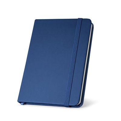 Cuaderno A5 con páginas rayadas y cierre elástico