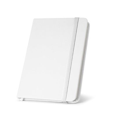 Cuaderno A5 con páginas rayadas y cierre elástico