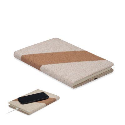 Cuaderno A5 con cargador inalámbrico Beig