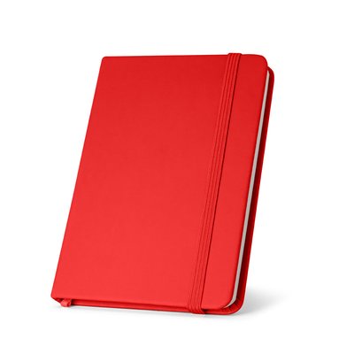 Cuaderno A5 con páginas rayadas y cierre elástico