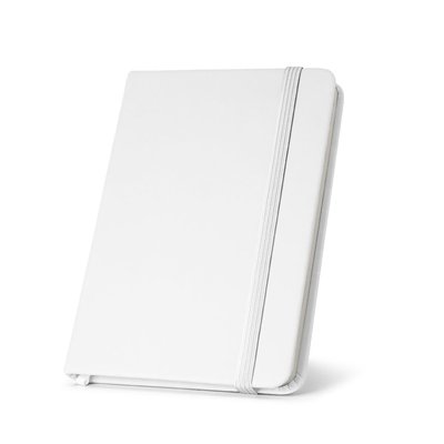 Cuaderno A5 con páginas rayadas y cierre elástico