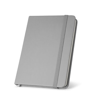 Cuaderno A5 con páginas rayadas y cierre elástico