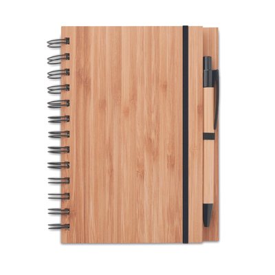 Cuaderno ecológico de bambú con bolígrafo a juego 13x18 cm