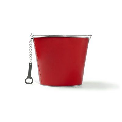 Cubo metálico con abridor 6L Rojo
