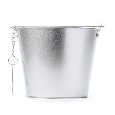 Cubo metálico con abridor Plata