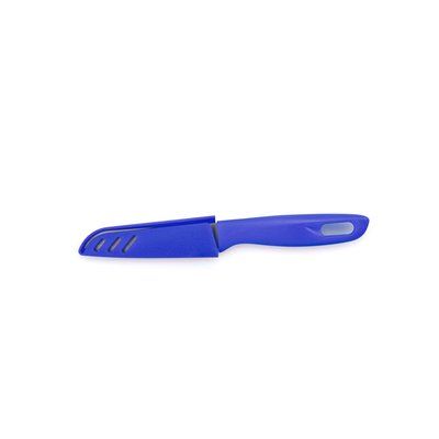 Cuchillo de acero inoxidable ergonómico con funda a juego Azul