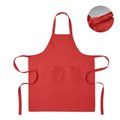 Delantal de algodón orgánico con doble bolsillo Rojo