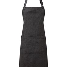 Delantal de algodón con tira de cuero Black
