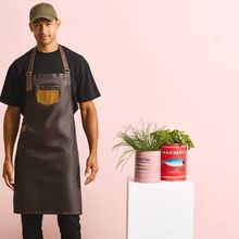 Delantal de algodón denim Black / Tan Denim