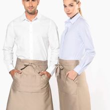 Delantal largo con bolsillos canguro Beige