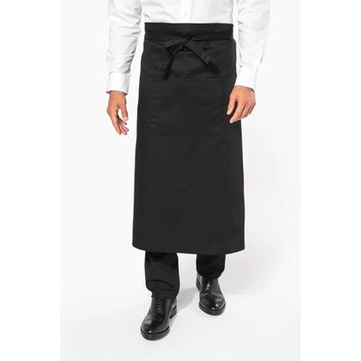 Delantal extra-largo con bolsillo delantero Black