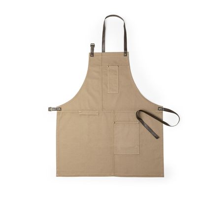 Delantal multibolsillos de algodón canvas y polipiel