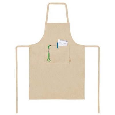 Delantal de algodón con cinta extra larga y bolsillo