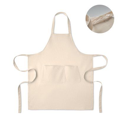 Delantal algodón orgánico con bolsillo doble Beig