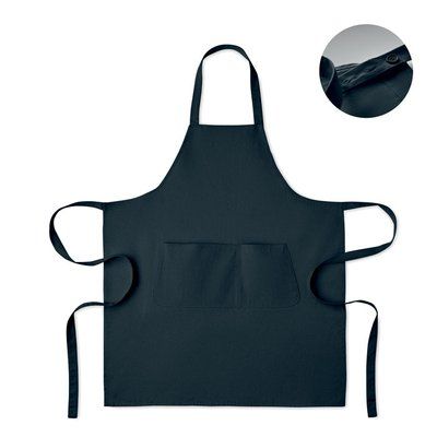 Delantal de algodón orgánico con doble bolsillo Azul
