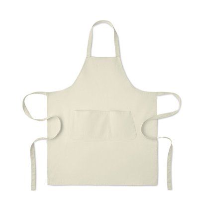 Delantal de algodón orgánico con doble bolsillo Blanco Hueso