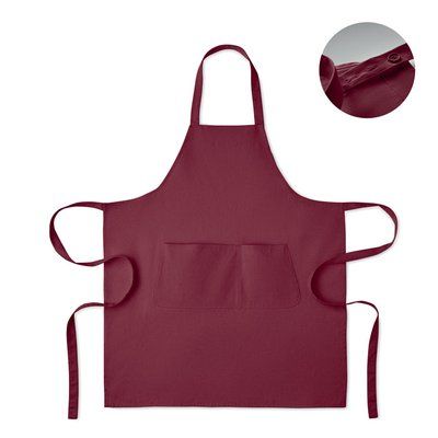 Delantal de algodón orgánico con doble bolsillo Burdeos
