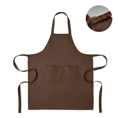 Delantal de algodón orgánico con doble bolsillo Chocolate