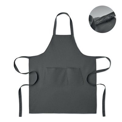 Delantal de algodón orgánico con doble bolsillo Gris Piedra