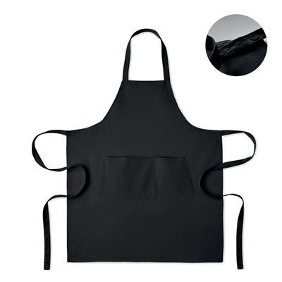 Delantal de algodón orgánico con doble bolsillo Negro