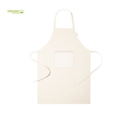 Delantal largo ecológico de algodón orgánico y bolsillo frontal