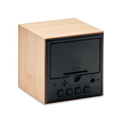 Despertador LED Bambú Tª y Adaptador AC-DC