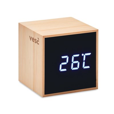 Despertador LED Bambú Tª y Adaptador AC-DC