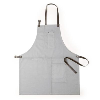 Delantal multibolsillos de algodón canvas y polipiel Gri