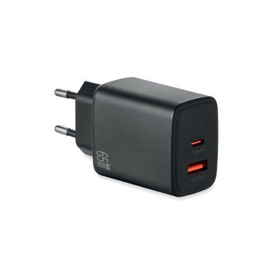 Enchufe carga rápida 65W de 2 polos UE Negro