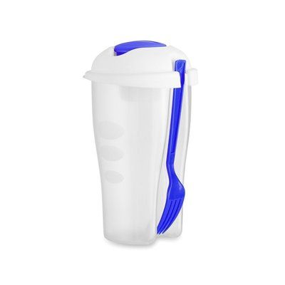 Ensaladera plastico con tenedor 750ml. Azul