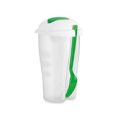 Ensaladera plastico con tenedor 750ml. Verde