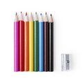 Estuche con 8 lápices de colores, sacapuntas y mosquetón