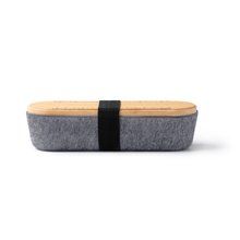 Estuche fieltro con tapa-regla de bambú Crudo