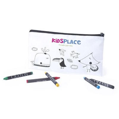 Estuche blanco para colorear incluye 5 ceras