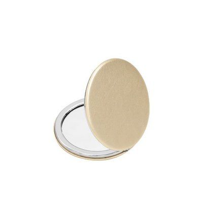 Espejo Redondo Plegable Metal y Aumento 2X Dorado